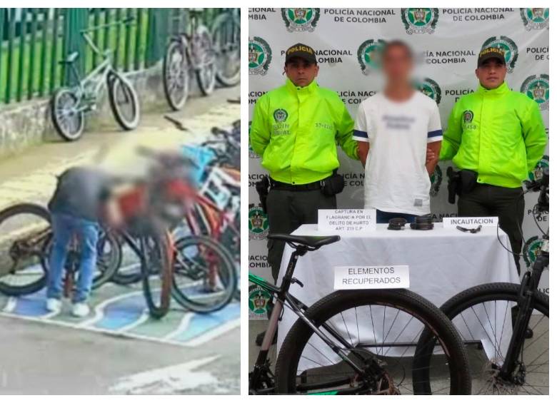 El presunto ladrón fue capturado luego de una investigación de varias semana. FOTOS: CORTESÍA POLICÍA ANTIOQUIA