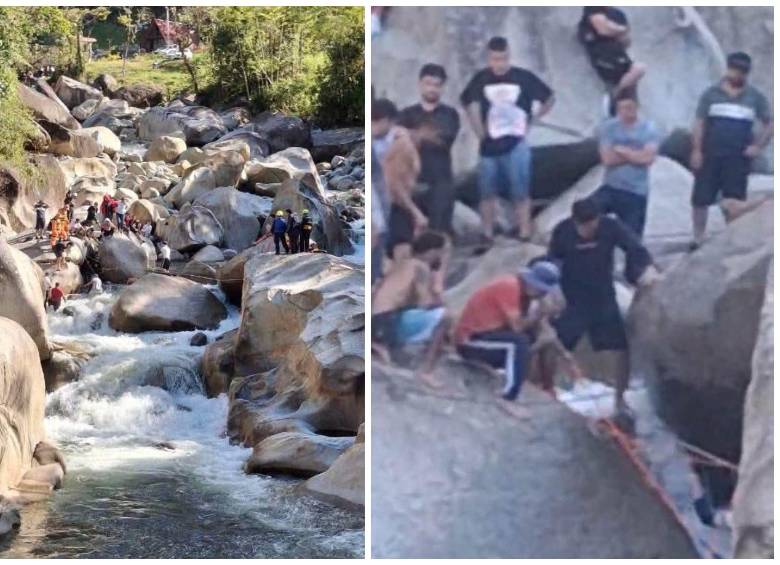 Cuerpos de Bomberos de El Carmen de Viboral, Cocorná y la misma comunidad ha intentado, por diferentes medios, recuperar el cuerpo, pero hasta ahora no ha sido posible. Imágenes tomadas de redes sociales. 