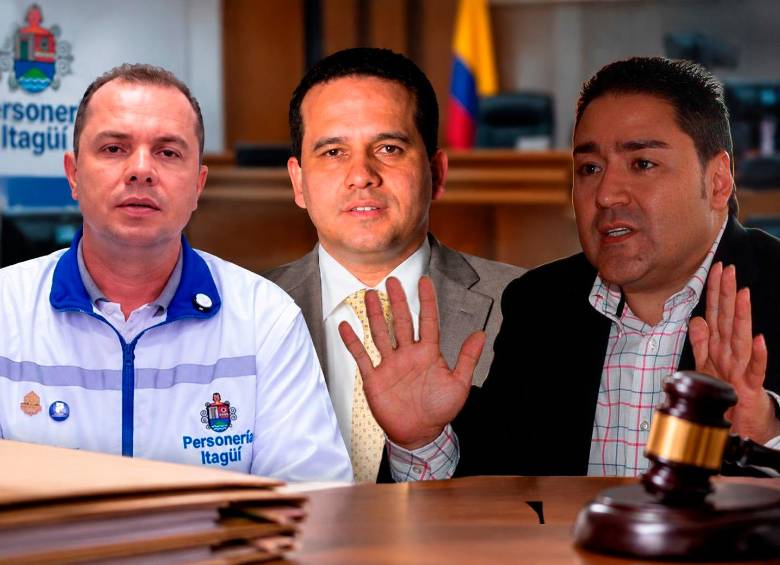 El personero Jhon Fredy Ortiz (izq.) habría representado a Carlos Andrés Trujullo (centro) en su visita a Misael Cadavid. FOTOS: EL COLOMBIANO Y REDES
