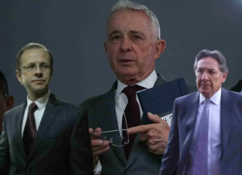 Andrés Felipe Arias, Álvaro Uribe y el exfiscal, Néstor Humberto Martínez. FOTOS: Colprensa