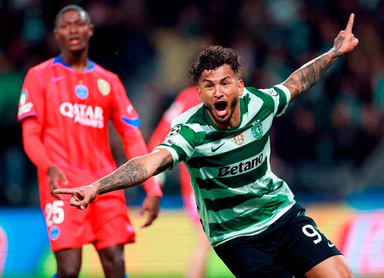 El colombiano Luis Javier Suárez sigue enchufado con el gol, este sábado marcó en el duelo del Sporting de Lisboa ante el Arouca. FOTO GETTY 