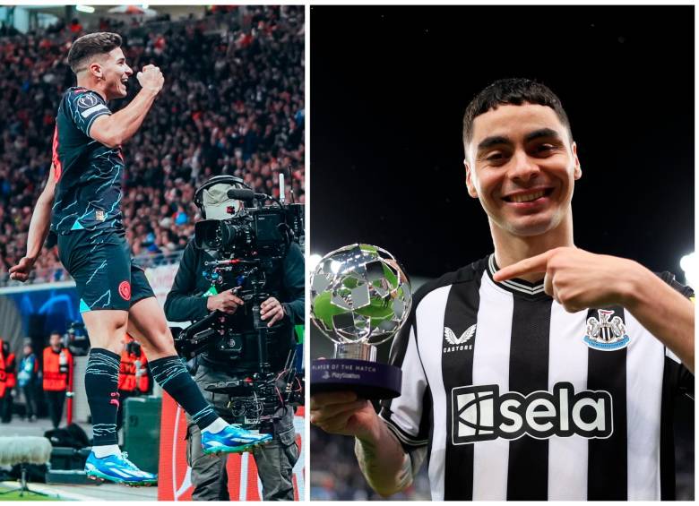 El delantero argentino Julián Álvarez llegó al fútbol europeo en el verano de 2021; mientras que Almirón juega en Inglaterra desde 2019. FOTOS: TOMADAS DEL X DE @ManCity y @NUFC