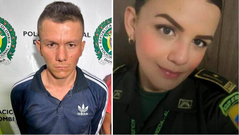 El prófugo asesino Nelson Ocampo Morales (“el Diablo”) y su víctima, la patrullera Paula Cristina Ortega Córdoba. FOTOS: CORTESÍA DE POLICÍA.