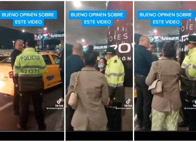 Los hechos generaron indignación en los ciudadanos que estaban en la entrada del aeropuerto, quienes grabaron el video. FOTO: CAPTURA DE PANTALLA 
