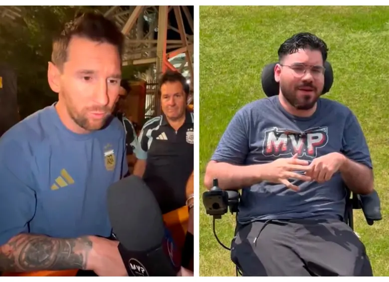 Lionel Messi y su bonito gesto con el periodista venezolano Manu Gutiérrez. FOTOS PANTALLAZOS TOMADOS DEL X @ManuSportsVE