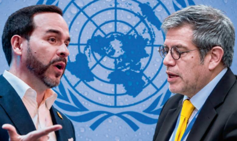 Álvaro Ayala (derecha) fue quien representó al país en el Consejo de Derechos Humanos de Naciones Unidas. FOTO PRESIDENCIA Y MONTAJE EL COLOMBIANO