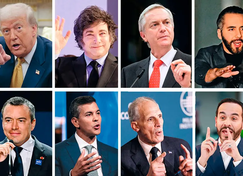 Los presidentes de Argentina, Chile, El Salvador, Ecuador, Paraguay y Honduras son cercanos a su homólogo estadounidense Donald Trump. El candidato presidencial colombiano Abelardo de la Espriella recibió esta semana el apoyo de Trump. Foto Getty-El Colombiano
