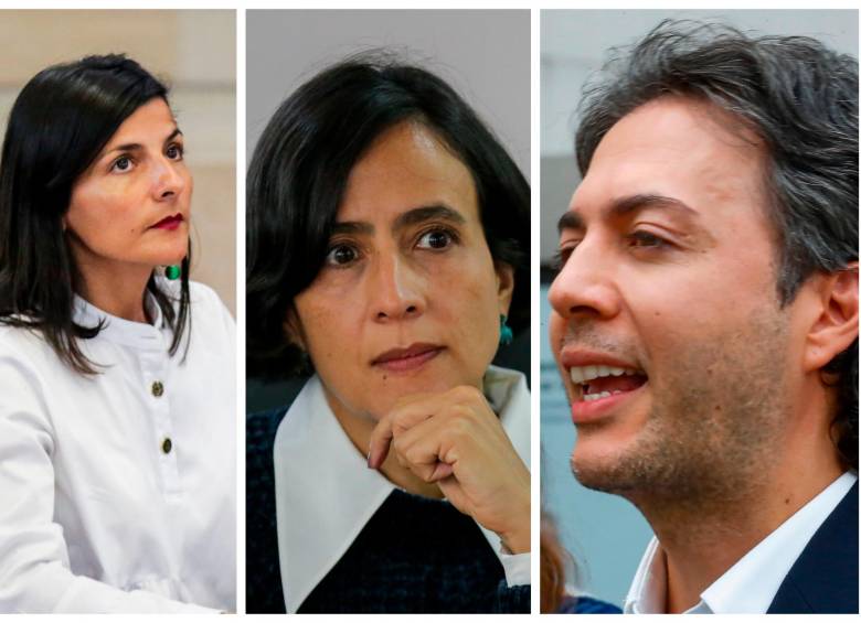 La relación entre las ministras Irene Vélez (izquierda) y Susana Muhamad (centro) con el alcalde Daniel Quintero es cada vez más difícil. FOTO: ARCHIVO Y COLPRENSA