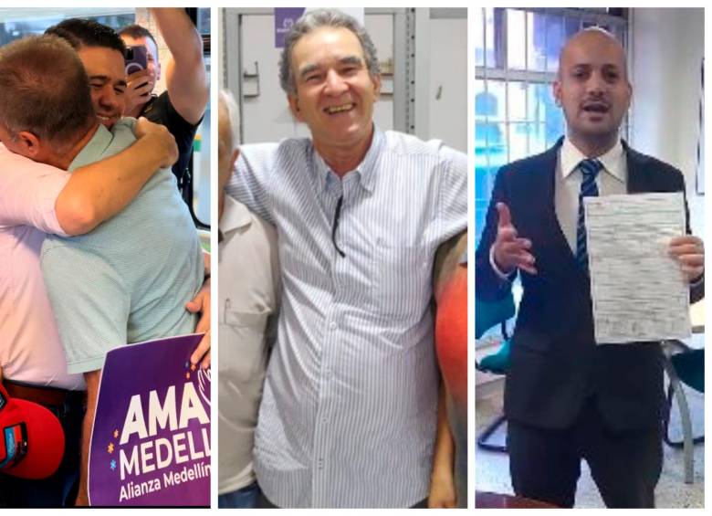 Rodolfo Correa, Jaime Bedoya y Santiago Jaramillo inscribieron movimientos significativos de ciudadanos para avalar sus candidaturas, que serán por firmas. FOTOS Cortesía