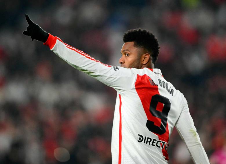 Borja llegó a 16 goles en el 2024 con River Plate. Es el colombiano con más goles en el año. FOTO: Tomada de X @Libertadores