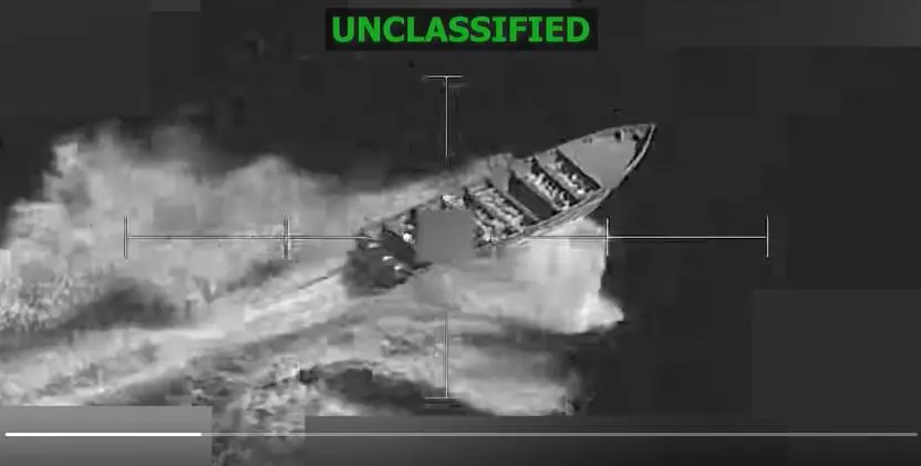 Ataque de EE. UU. en aguas internacionales contra una lancha en el Pacífico. FOTO: @Southcom.