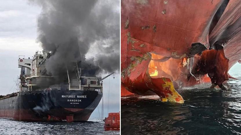 Buques atacados en el Estrecho de Ormuz. FOTO: @ThaiEnquirer