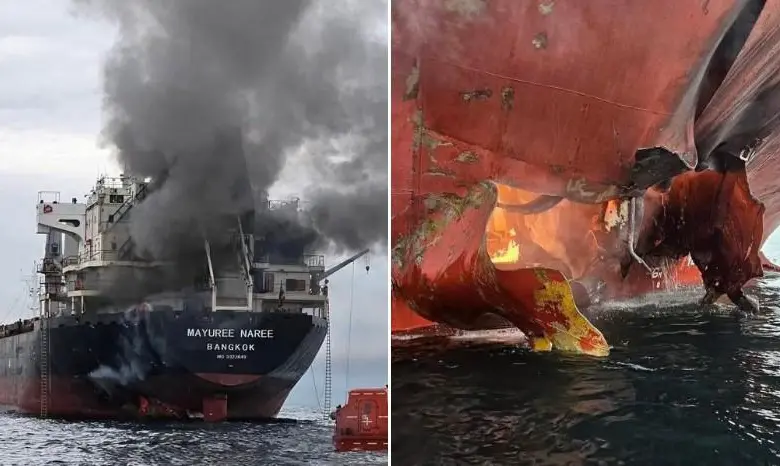 Buques atacados en el Estrecho de Ormuz. FOTO: @ThaiEnquirer