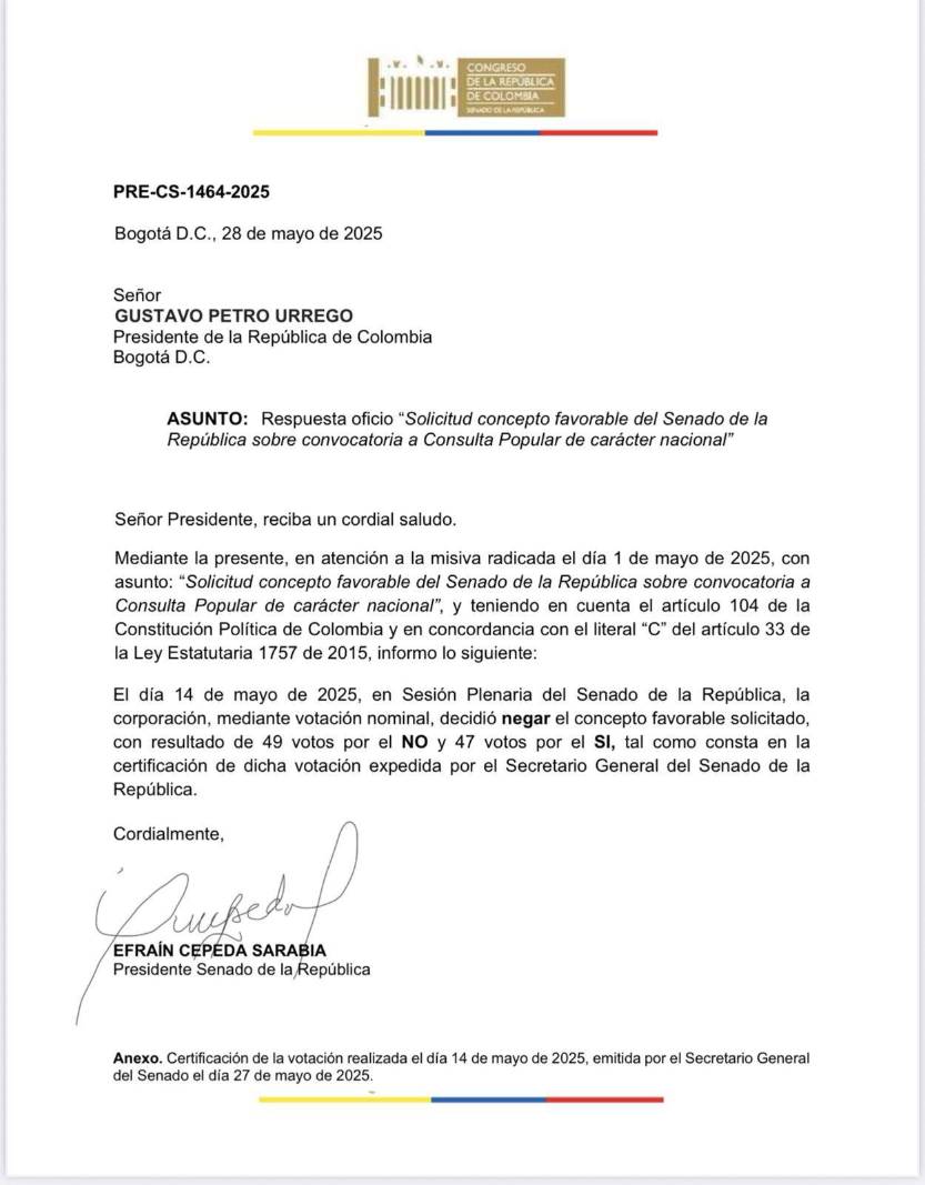 Cepeda le recuerda a Petro que concepto favorable de consulta popular ...