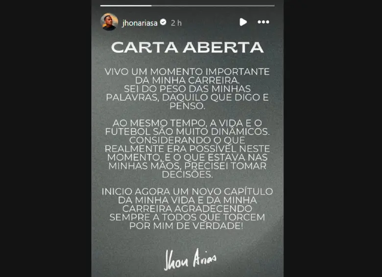 Jhon Arias tras fichar por Palmeiras y no por Fluminense: “Conozco el peso de mis palabras”