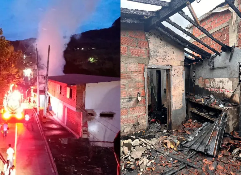 Este es el durante y el después de la conflagración que destruyó la casa y acabó con lo que había dentro de ella. FOTOS: CORTESÍA