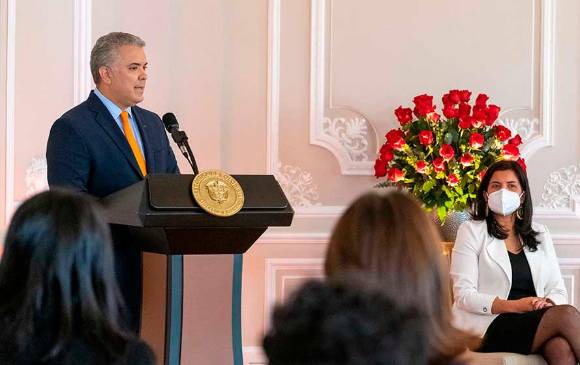 El evento estuvo presidido por el presidente, Iván Duque, y la vicepresidenta Marta Lucía Ramírez. Otras funcionarias también participaron en la explicación de la legislación. FOTO CORTESÍA presidencia 