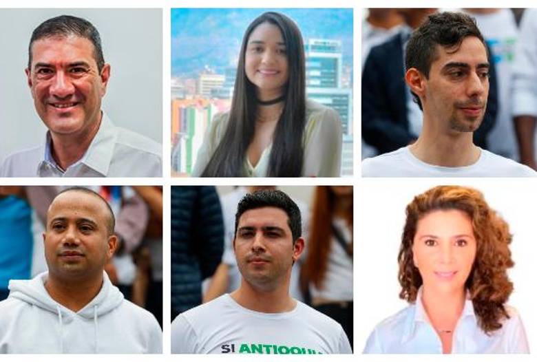 Carlos Mario Mejía, Juliana Colorado, Juan Carlos Upegui, Juan Pablo Ramírez, Esteban Restrepo y Eleonora Betancur. FOTOS: ARCHIVO EL COLOMBIANO Y CORTESÍA