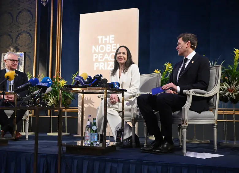 María Corina Machado recibió el premio Nobel de la Paz este 10 de diciembre de 2025. FOTO: GETTY