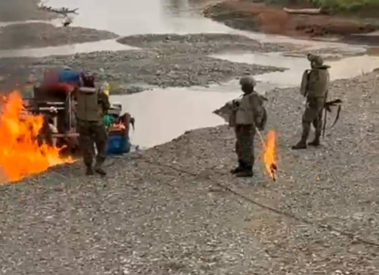 La operación fue realizadas por tropas del Ejército, la Armada y el CTI de la Fiscalía. FOTO: IMAGEN TOMADA DE VIDEO DEL EJÉRCITO