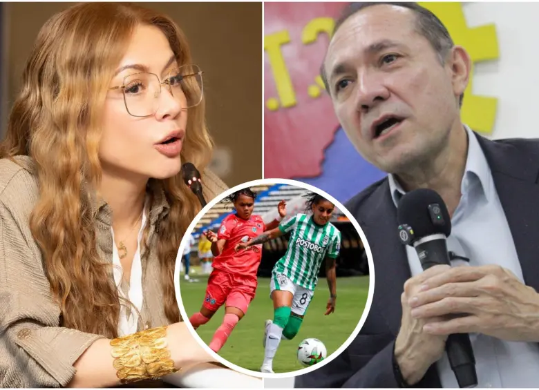 El origen de la disputa radica en el Reglamento 2026 emitido por la Dimayor. Según Juvinao, este documento institucionaliza una desigualdad profunda entre las ligas masculina y femenina. FOTO: Colprensa y Tomada de redes sociales @CathyJuvinao y @AntonioSanguino