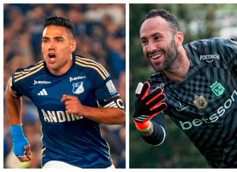 El delantero de Millonarios, Radamel Falcao García, tendrá un duelo interesante con el portero de Nacional, David Ospina. FOTOS CORTESÍA MILLONARIOS Y NACIONAL