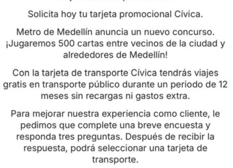 Mensaje de cuentas no oficiales de la entidad. Foto: Metro de Medellín. 