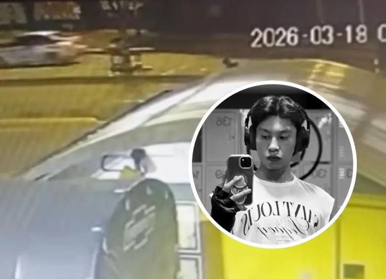 Esta sería una de las tomas de las cámaras de seguridad que captó el accidente en donde el carro “fantasma” atropelló y mató al joven en la avenida Caracas. FOTO: Captura de video de redes sociales y cortesía