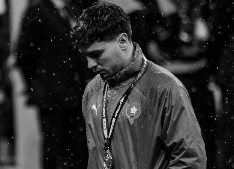 El delantero Brahim Díaz, nacido en Málaga, España, pero de padre oriundo de Marruecos, se mostró triste tras errar el penalti de la final de la Copa de África. Foto: tomada del x de @Brahim