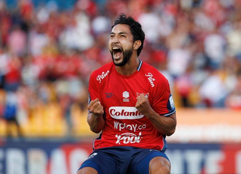Jeison Medina, delantero del Medellín. Este martes tendrá una nueva oportunidad de festejar. FOTO CAMILO SUÁREZ