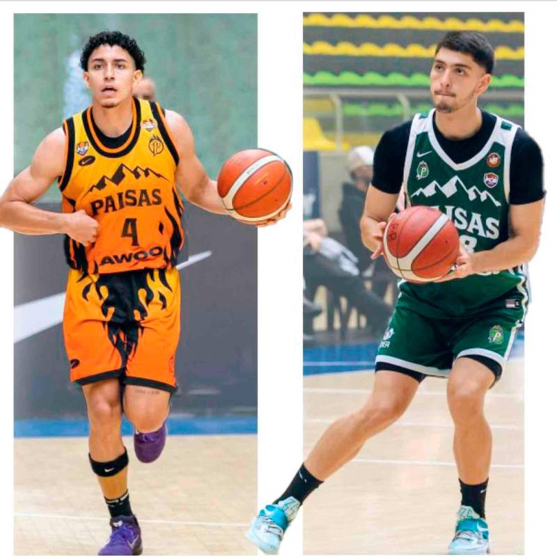 David Ojeda y Luis Benítez, jugadores de la nómina bicampeona de Paisas, se preparan para estar en la Liga de Desarrollo de la NBA, la G League en el segundo semestre del año. FOTO Camilo Suárez 