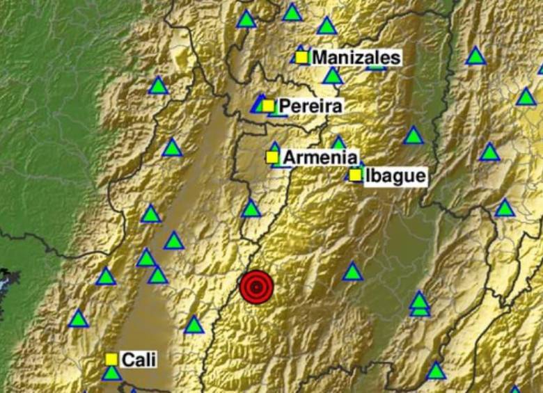 El sismo de magnitud 4,5 tuvo como epicentro Chaparral, Tolima. FOTO: SGC. 