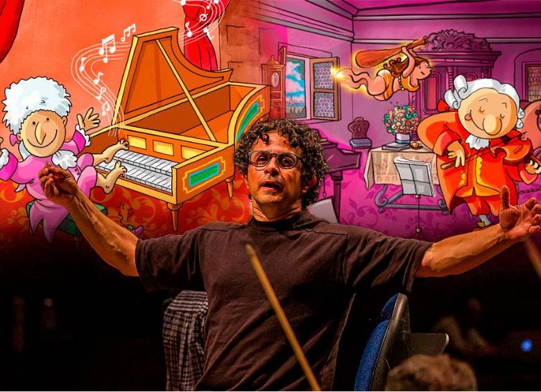 Juan Felipe Molano es uno de los referentes de la música clásica colombiana. Ha dirigido orquestas de Colombia, Estados Unidos y Europa. FOTO el colombiano Ilustraciones Javier Covo
