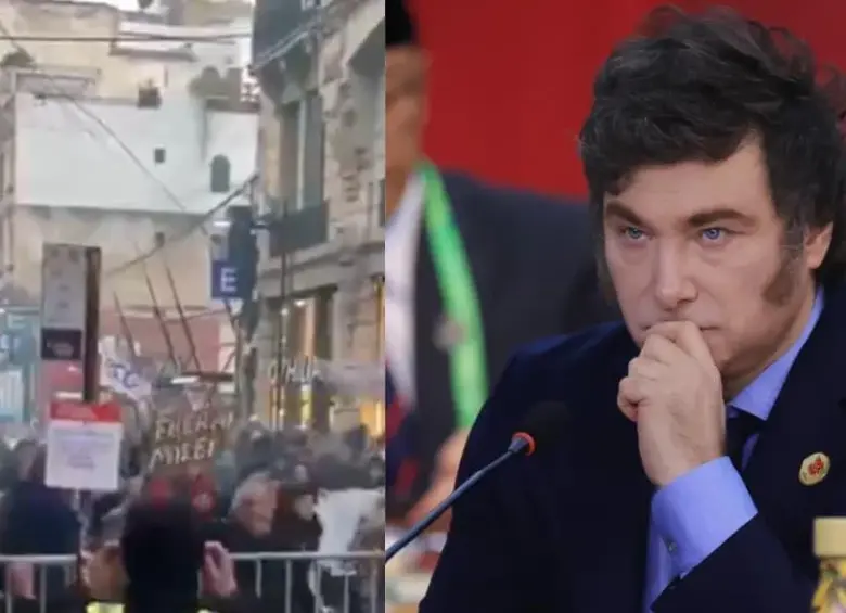Protestas contra el gobierno de Javier Milei se registraron en Buenos Aires, en medio de reclamos por el endeudamiento de los hogares, el cierre de empresas y la caída de la actividad económica. FOTO: redes sociales, Getty Images. 