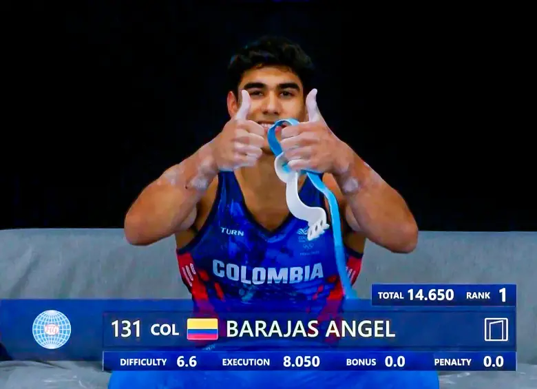 Ángel Barajas estuvo a una décima de obtener el oro en Hungría. FOTO: Tomada de redes @maple_maple555