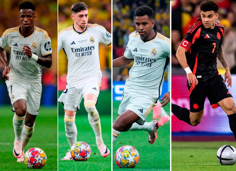 Vinícius Jr, Federico Valverde, Rodrygo y Luis Díaz, cuatro de los futbolistas más cotizados de la Copa América. FOTO GETTY 