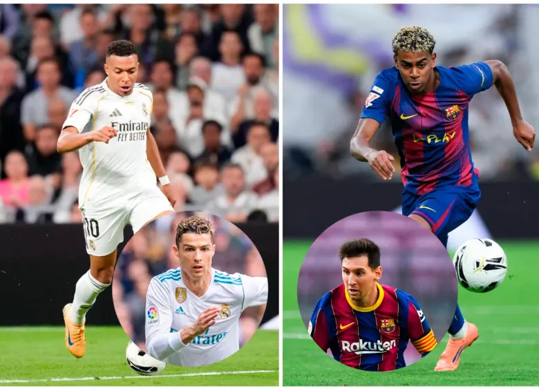 La reciente tensión entre Lamine Yamal y los jugadores del Real Madrid revive los tiempos de Messi y Cristiano Ronaldo. Foto: GETTY. 