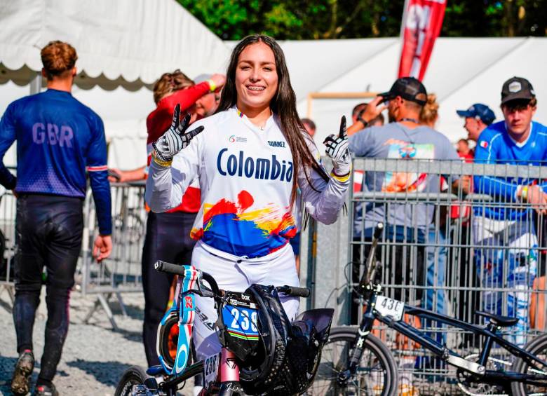 Valentina Jiménez se convierte en W1 y le da le primer oro a Colombia en el mundial de BMX en Dinamarca. Foto: Cortesía prensa BMX Antioquia. 