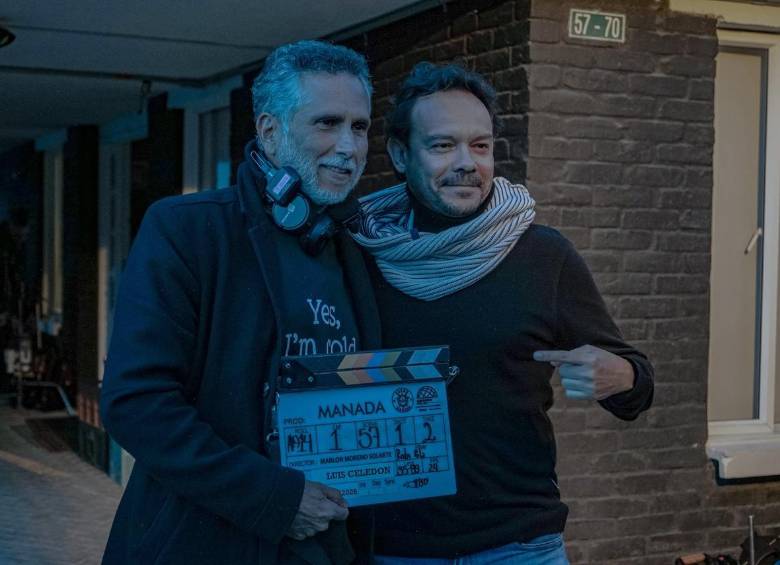 Marlon Moreno y Juan Zapata en una jornada de grabación de Manada. FOTO: Cortesía.
