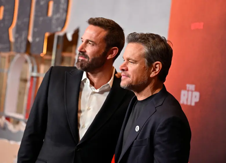 Ben Affleck y Matt Damon en el lanzamiento de The Rip esta semana. FOTO Getty Images para Netflix