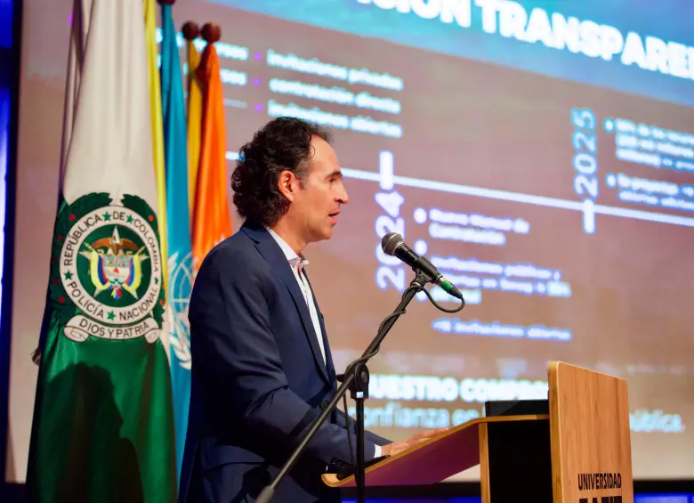 El alcalde dio la información en el marco de un acto en el Día Nacional Contra la Corrupción, en Eafit. FOTO: CORTESÍA