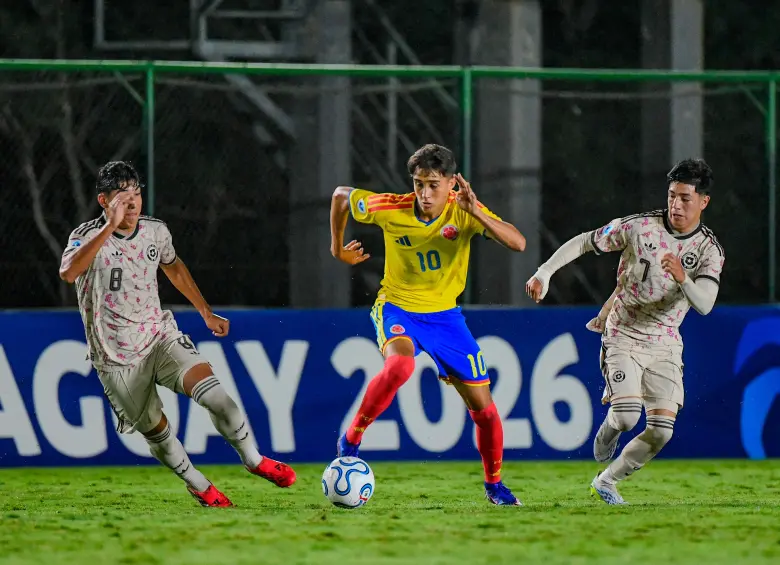 El volante Samuel Martínez, durante el partido que Colombia le ganó 1-0 a Chile en el Sudamericano. FOTO CORTESÍA FCF