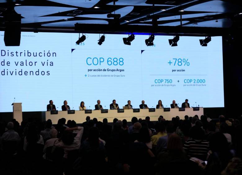 La asamblea de accionistas de Grupo Argos definió la nueva junta directiva y aprobó la distribución de utilidades por $4,66 billones. FOTO: Camilo Suárez
