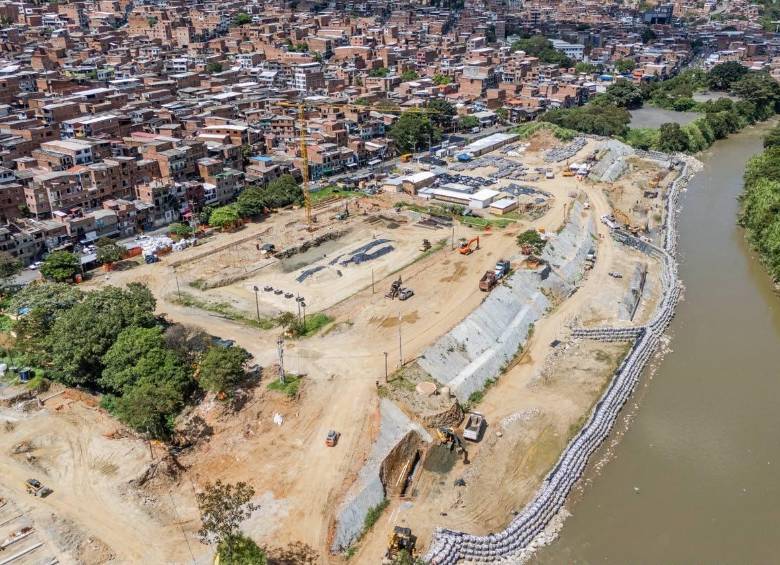 Aspecto de las obras de Primavera Norte, que ya sobrepasan el 35% de avance. FOTO: Cortesía Alcaldía de Medellín