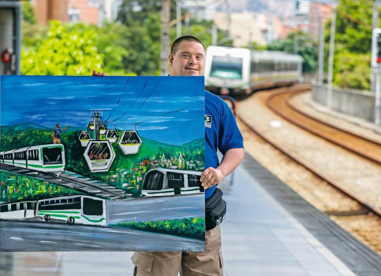 Juan Esteban Arenas dedicó una de sus obras al metro. FOTO MANUEL SALDARRIAGA