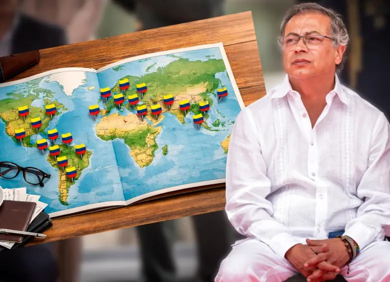 El presidente Gustavo Petro ha estado el equivalente a 9 meses fuera del país. Foto: Diseño EL COLOMBIANO