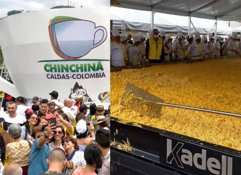 La tasa más grande del mundo y los huevos revueltos más grandes del mundo son algunos récords que tiene Colombia. Fotos: Redes sociales. 