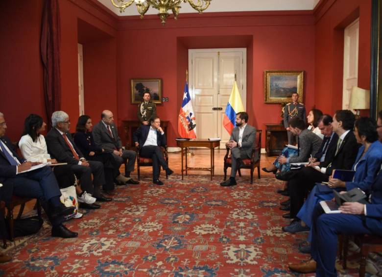 Encuentro entre el presidente Gustavo Petro con su homólogo chileno Gabriel Boric en Santiago. Foto: Twitter Presidencia de la República de Colombia @infopresidencia