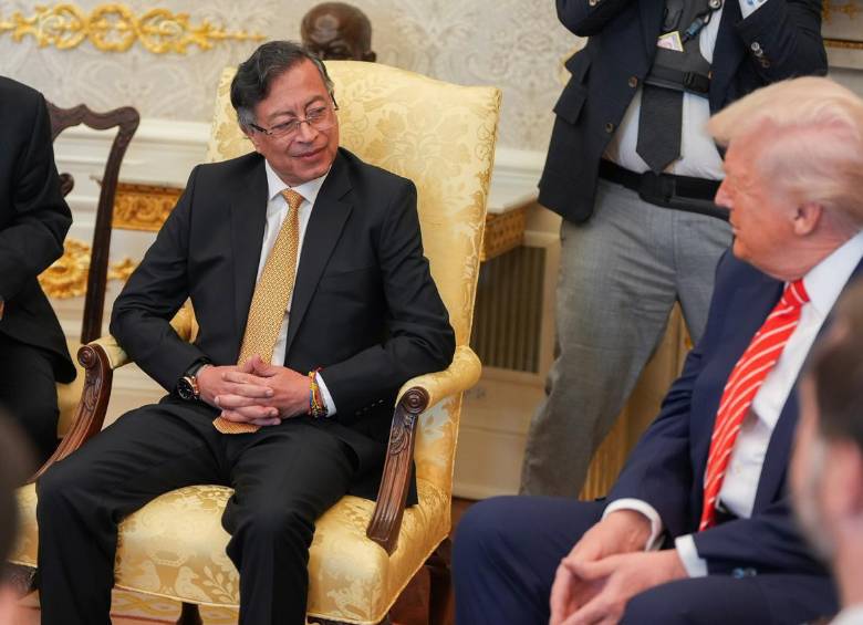 Reunión que sostuvo el presidente Petro con su homólogo estadounidense, Donald Trump, en la Casa Blanca. FOTO: Presidencia.