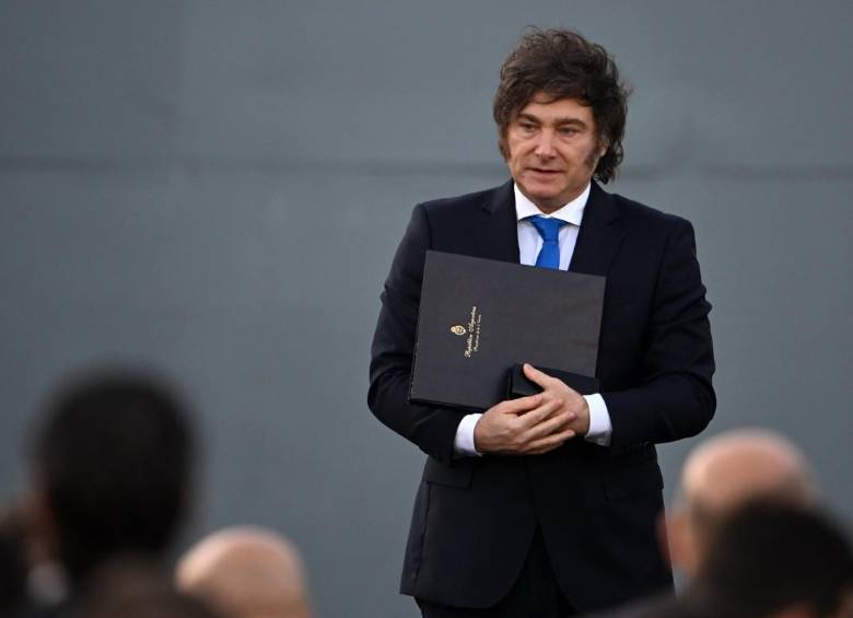 Javier Milei, asiste a la presentación oficial de un proyecto de reforma integral del Código Penal. FOTO: AFP